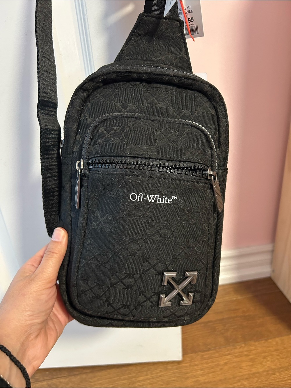 Off-White Black Logo Quilted Crossbody Sling Bag- 💯 authentic!!!